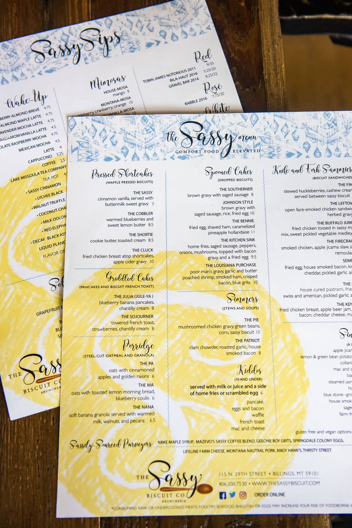 A unique Sassy menu